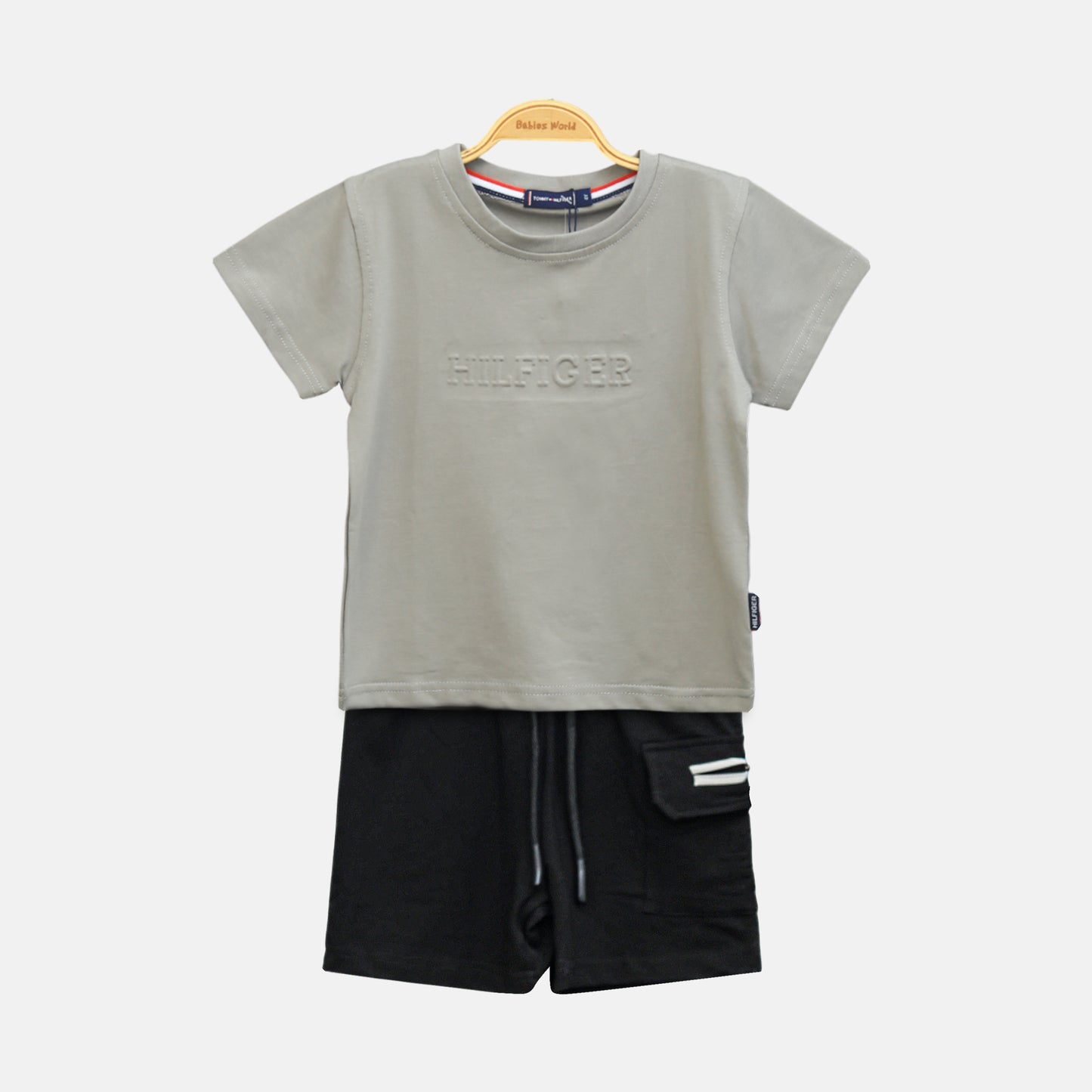 Khaki Hilfiger Embossed Boy Suit – 2 Piece Set