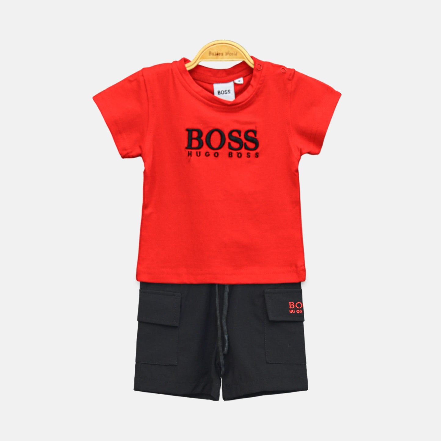 Boss Red & Black Cotton Boy Suit – 2 Piece Set