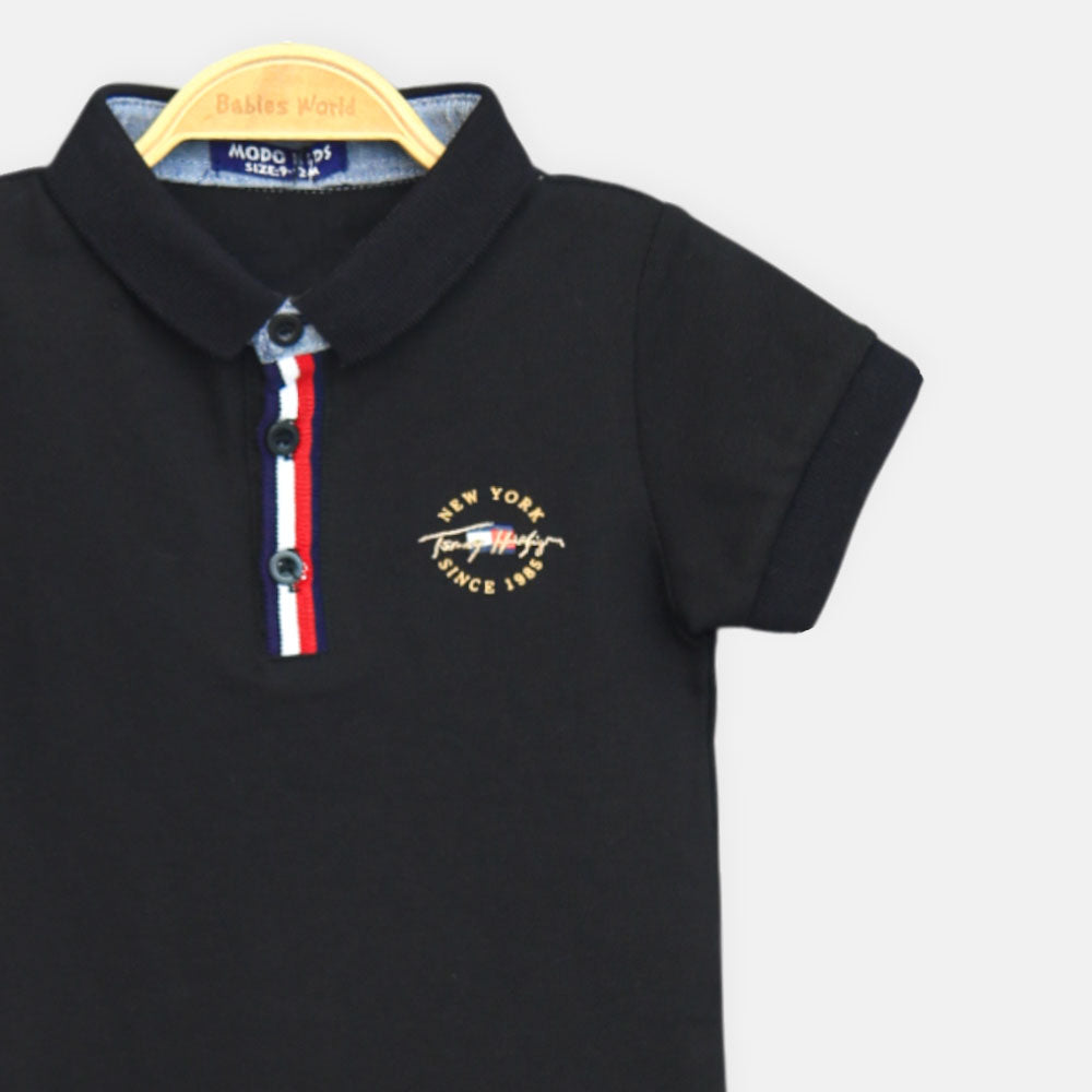 Boy T-shirt Collar Black