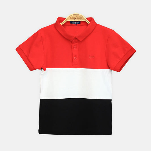 Boy T-shirt Tricolor Block Panel Polo