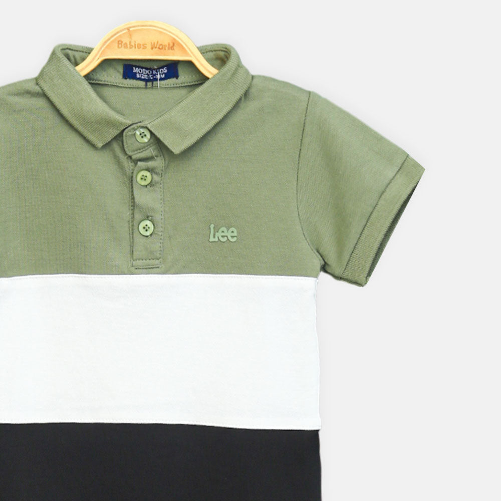 Boy T-shirt Tricolor Block Panel Polo