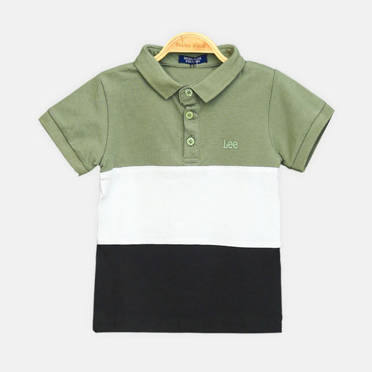 Boy T-shirt Tricolor Block Panel Polo
