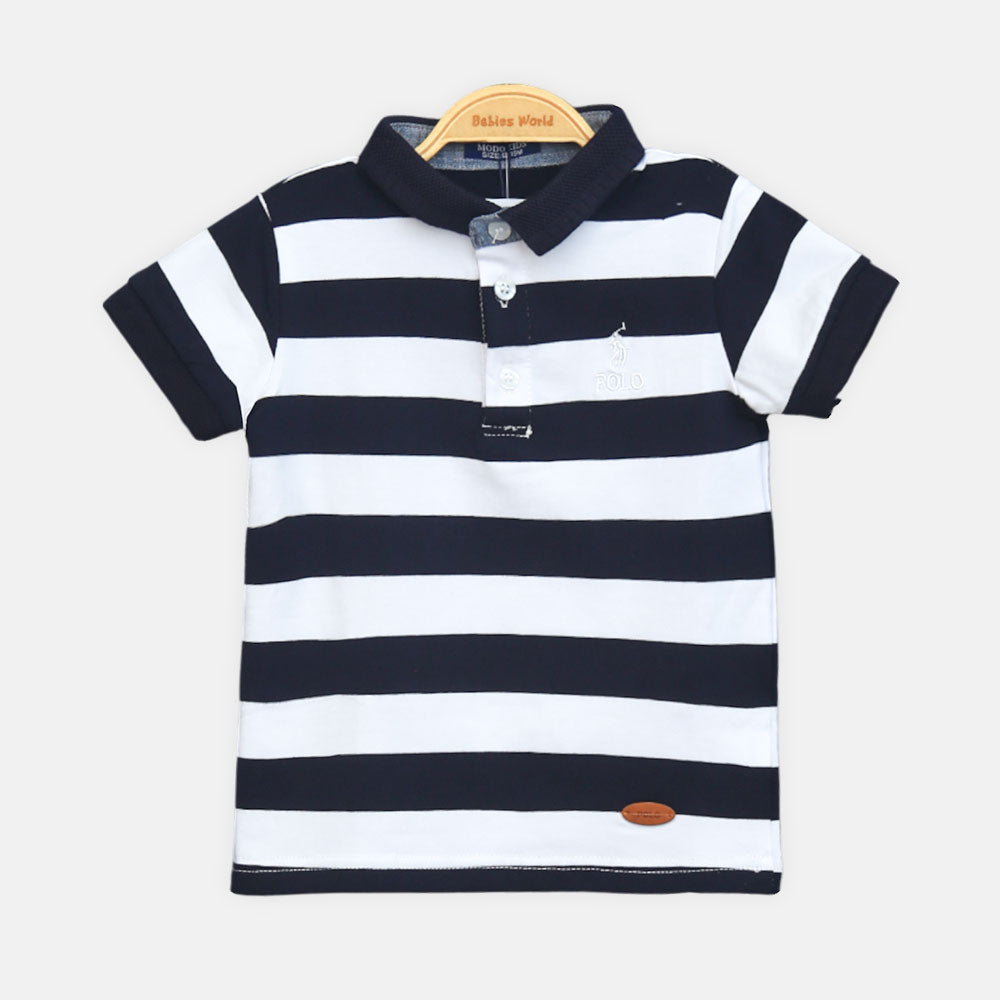 Boy T-shirt Polo Navy/White Stripes