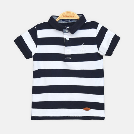 Boy T-shirt Polo Navy/White Stripes