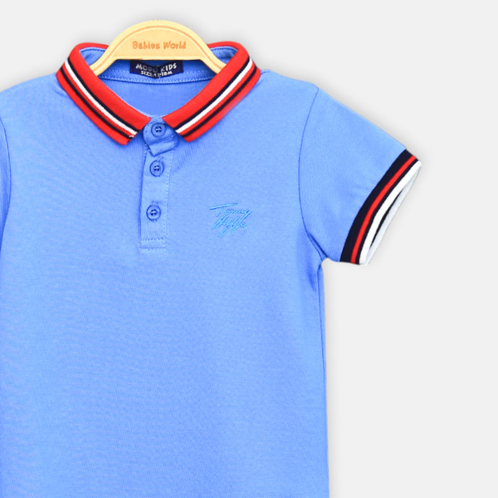 Boy T-shirt Blue Tipping Collar Polo