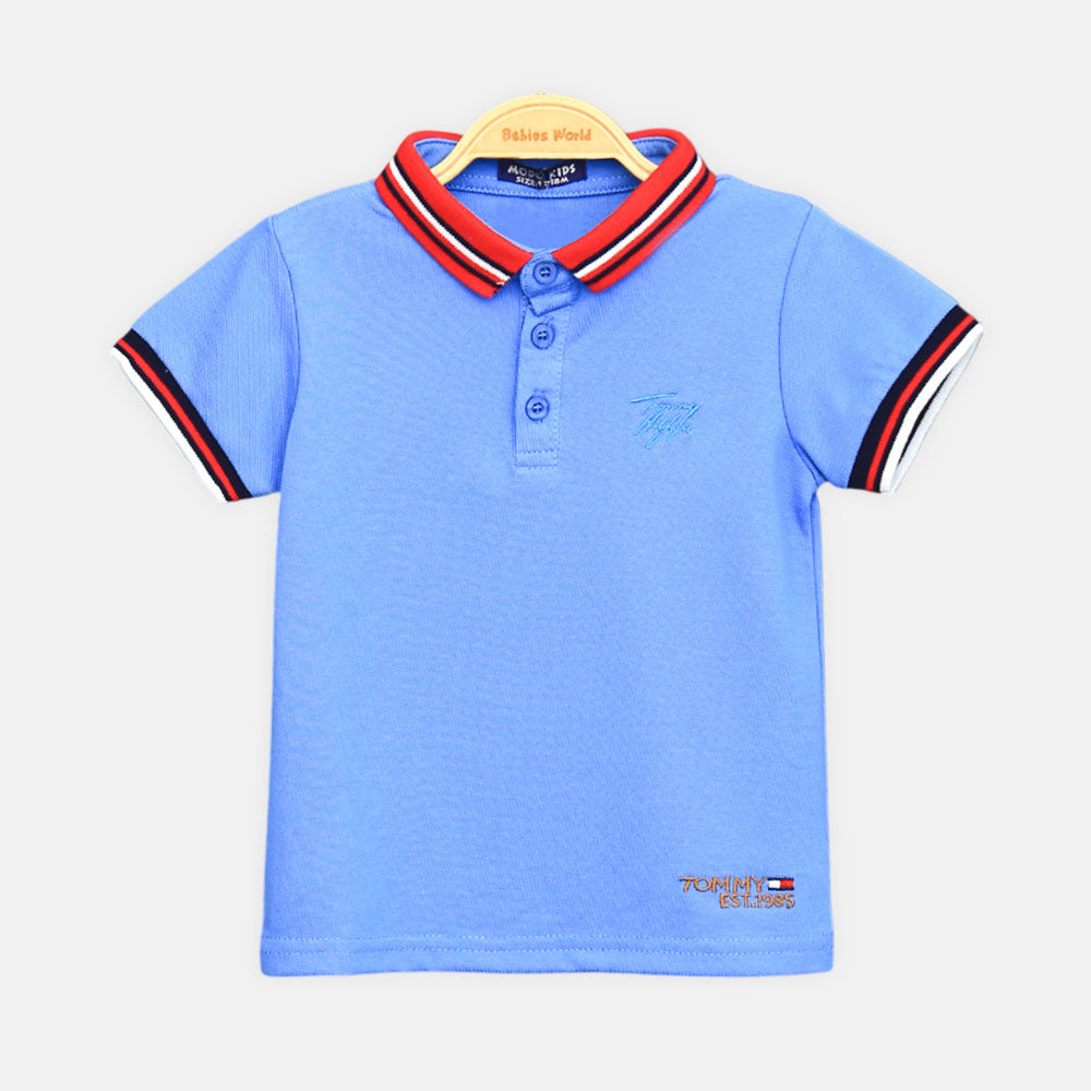 Boy T-shirt Blue Tipping Collar Polo