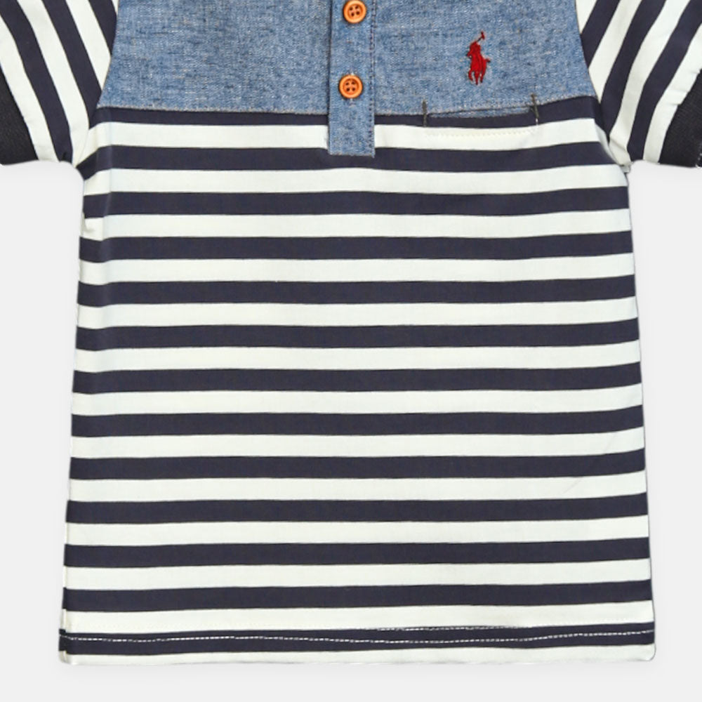 Boy T-shirt Blue Striped Polo