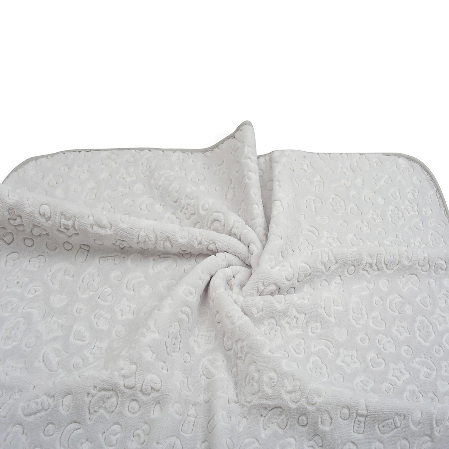 GREY BABY ICONS EMBOSSED BLANKET