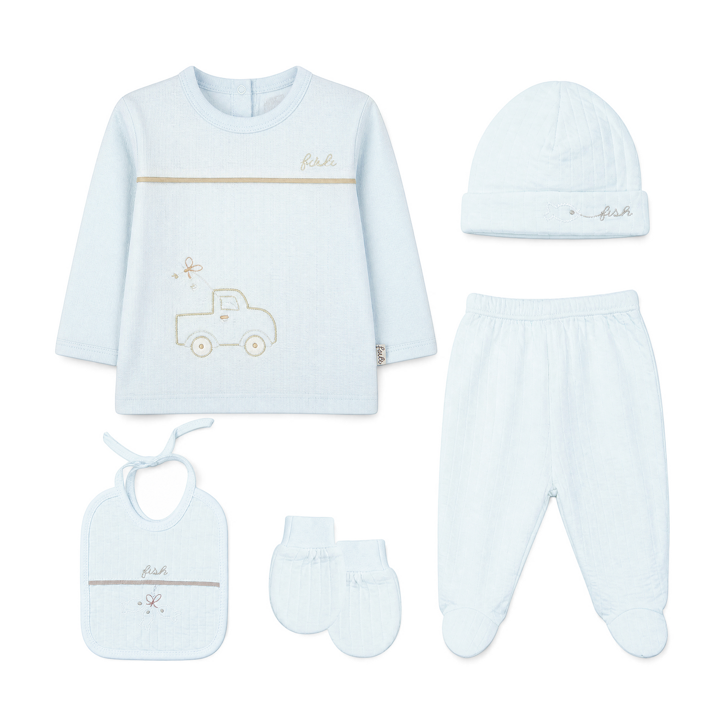 LIGHT BLUE "TRUCK AND FISH" BABY BOY GIFT SET
