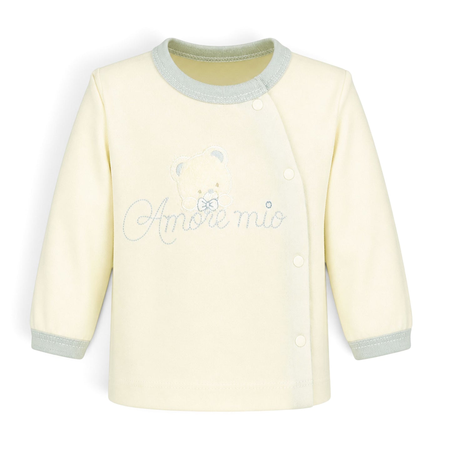 CREAM AND SAGE GREEN "AMORE MIO" BEAR BABY BOY GIFT SET