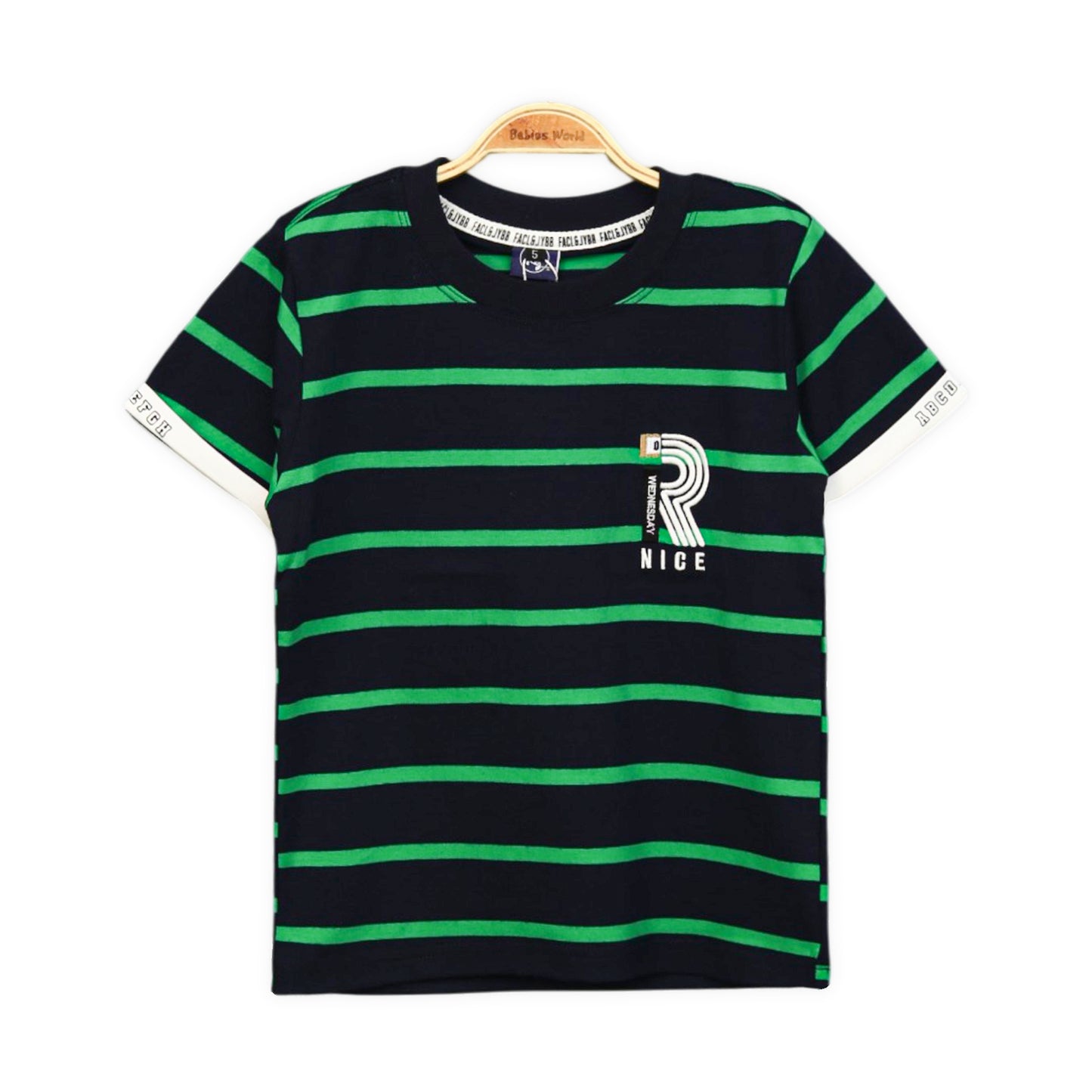 GREEN SPORTY STRIPED TEE