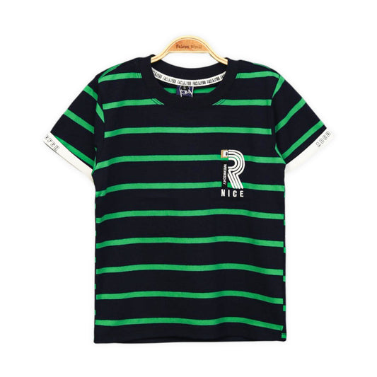 GREEN SPORTY STRIPED TEE