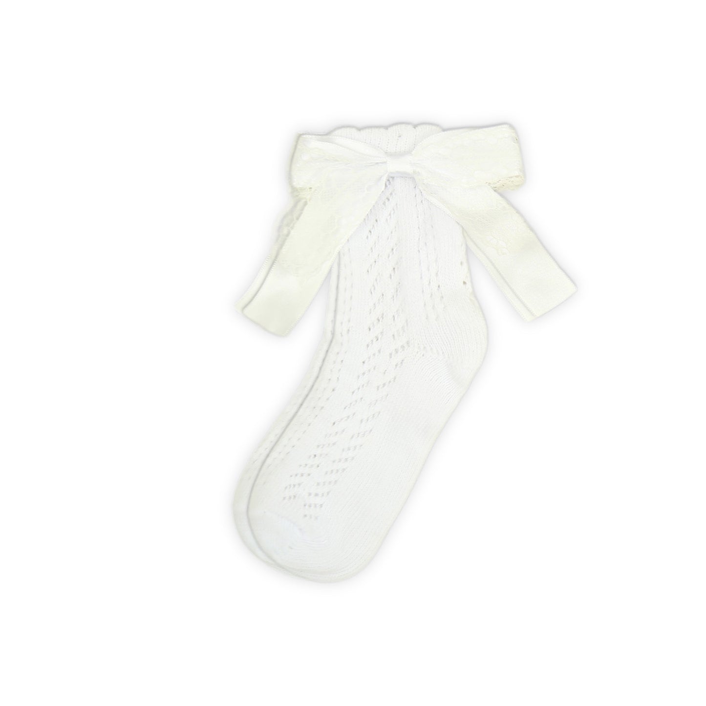 WHITE LACE BOW GIRL SOCKS