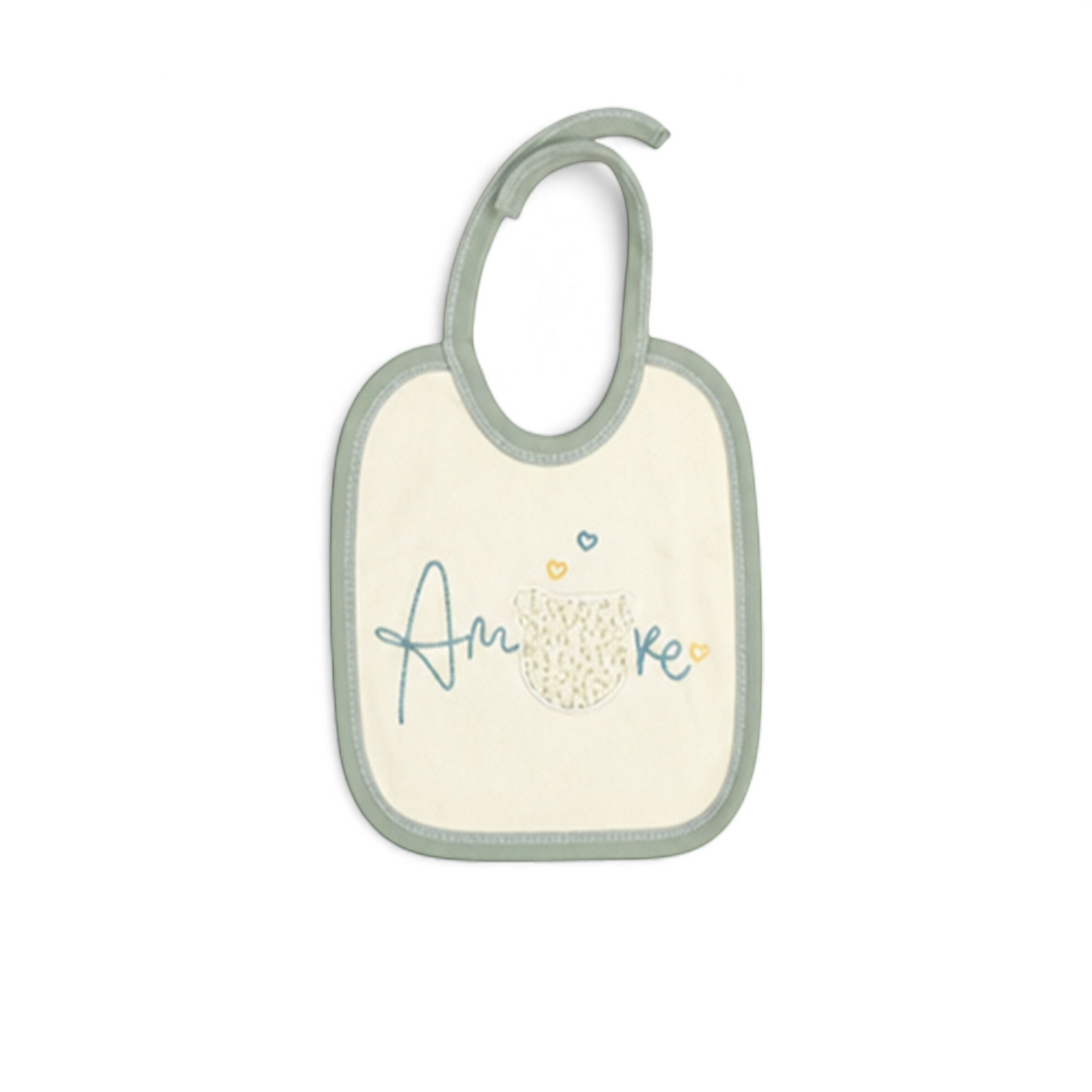 CREAM AND SAGE GREEN "AMORE" BEAR BABY BOY GIFT SET