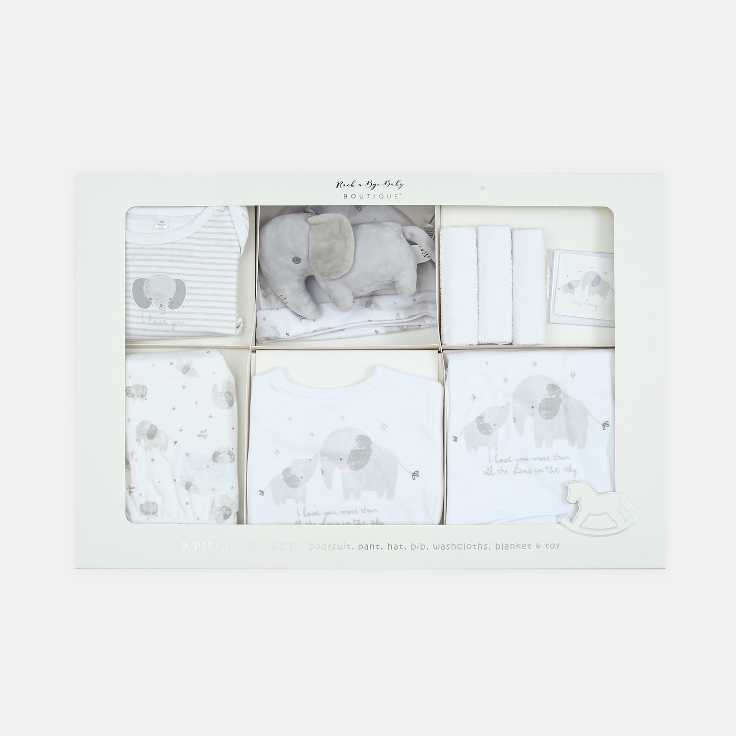 Elephant Friends Gift Set Grey/White Pk-9