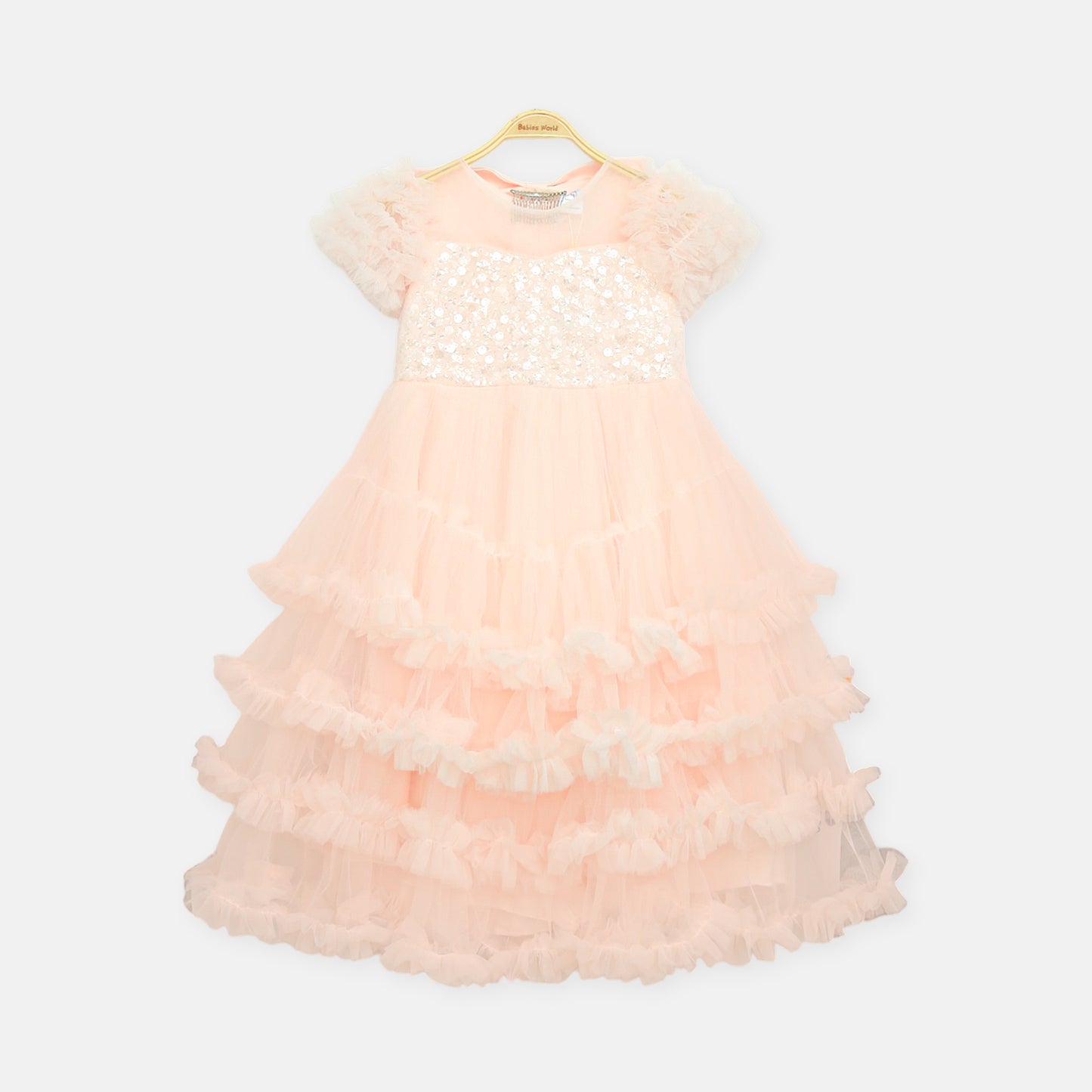 Pink Glitter Frock With Veil