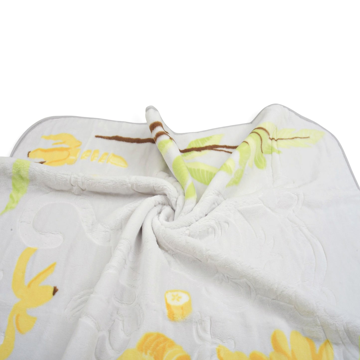 LIGHT GREY & YELLOW MONKEY EMBOSSED BLANKET