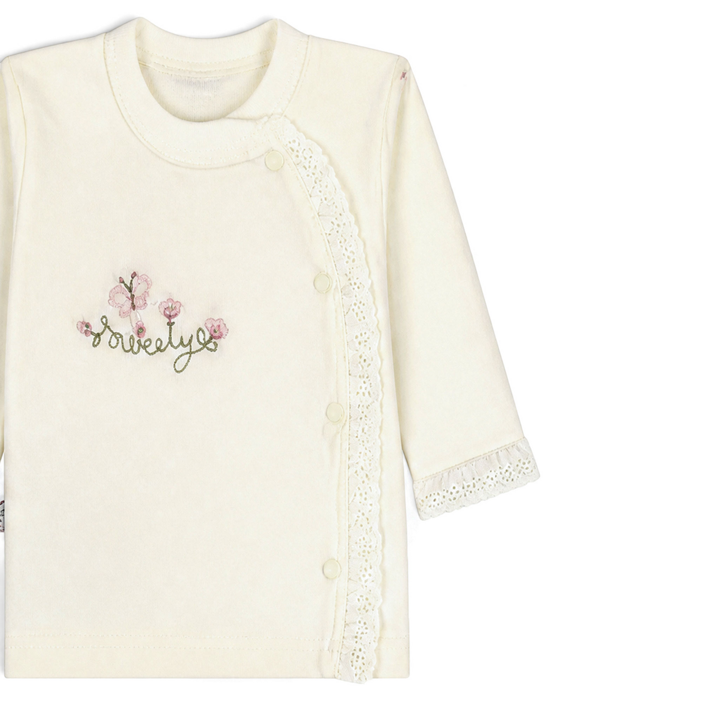 CREAM RUFFLED-ACCENT BABY GIRL GIFT SET