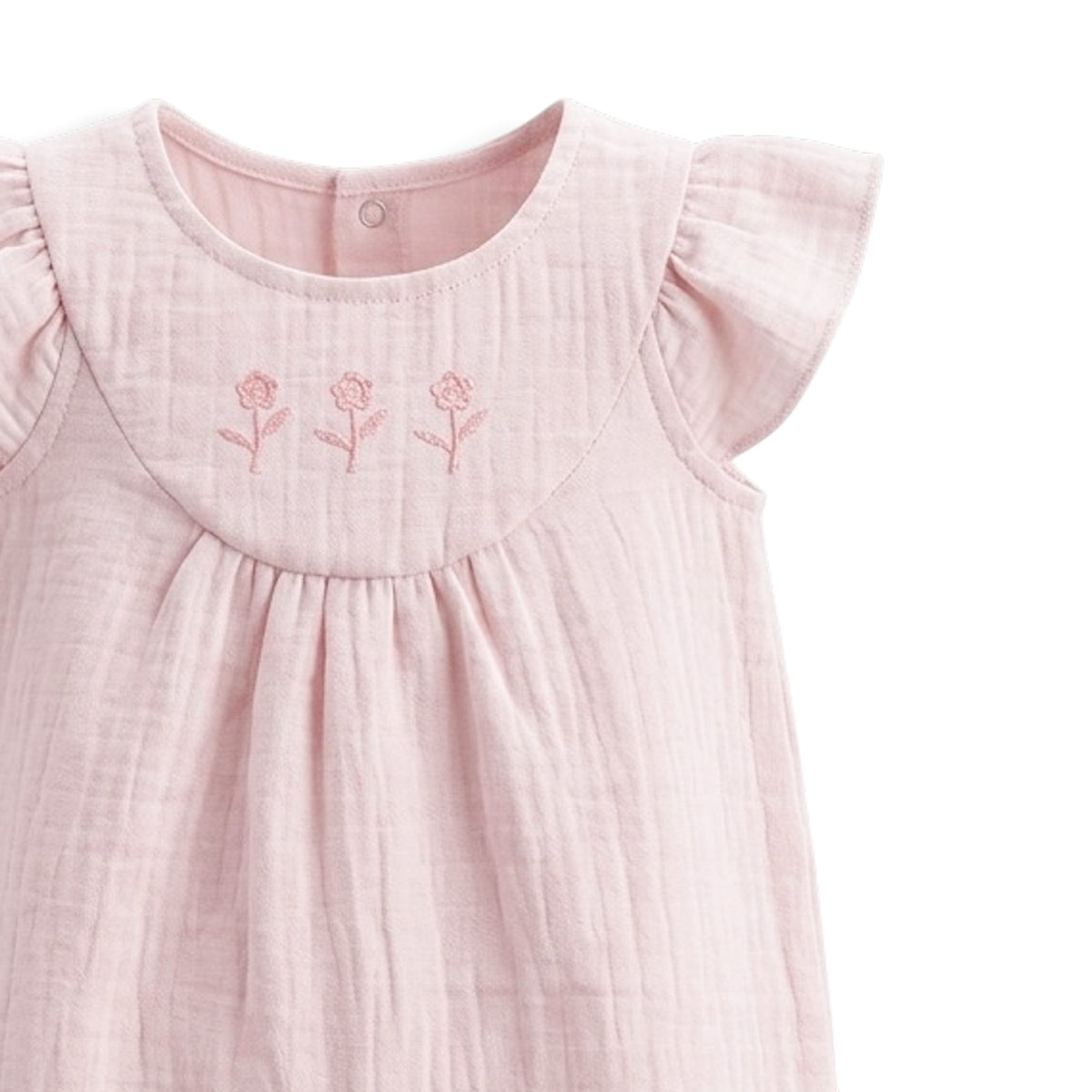 PEACH MUSLIN RUFFLE GIRL ROMPER