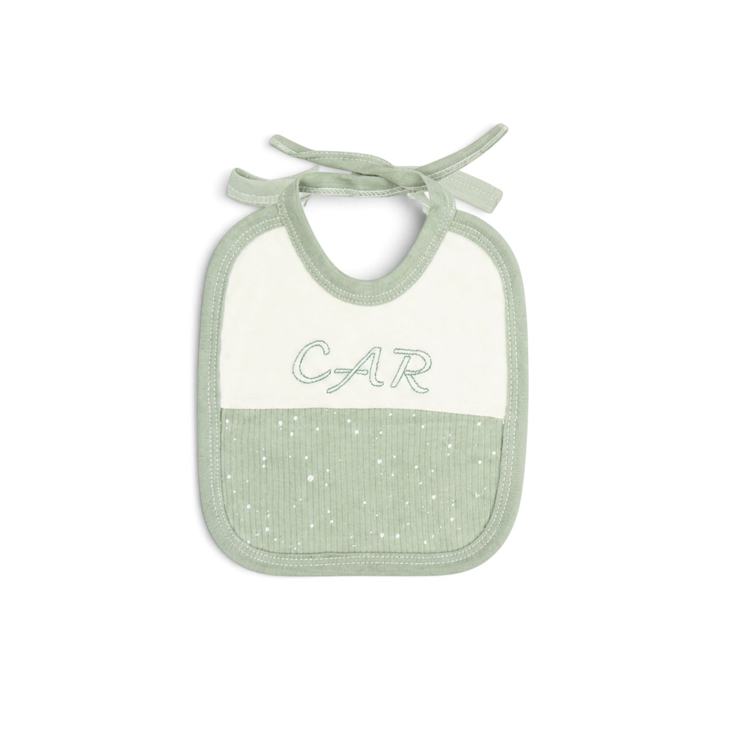 CREAM AND SAGE GREEN "CAR" BEAR BABY BOY GIFT SET