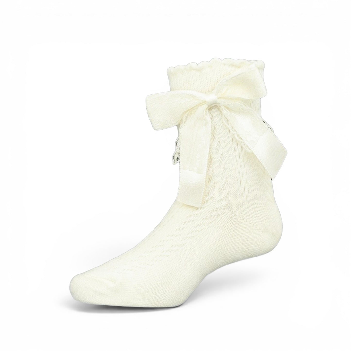WHITE LACE BOW ANKLE GIRL SOCKS