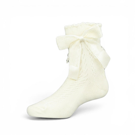 WHITE LACE BOW ANKLE GIRL SOCKS