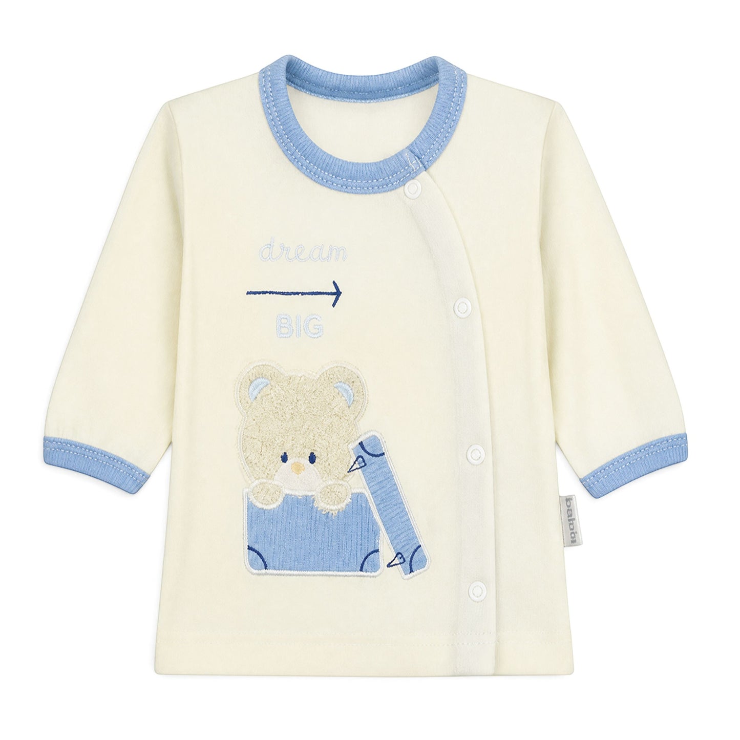 CREAM AND BLUE "DREAM BIG" TEDDY BEAR BABY BOY GIFT SET