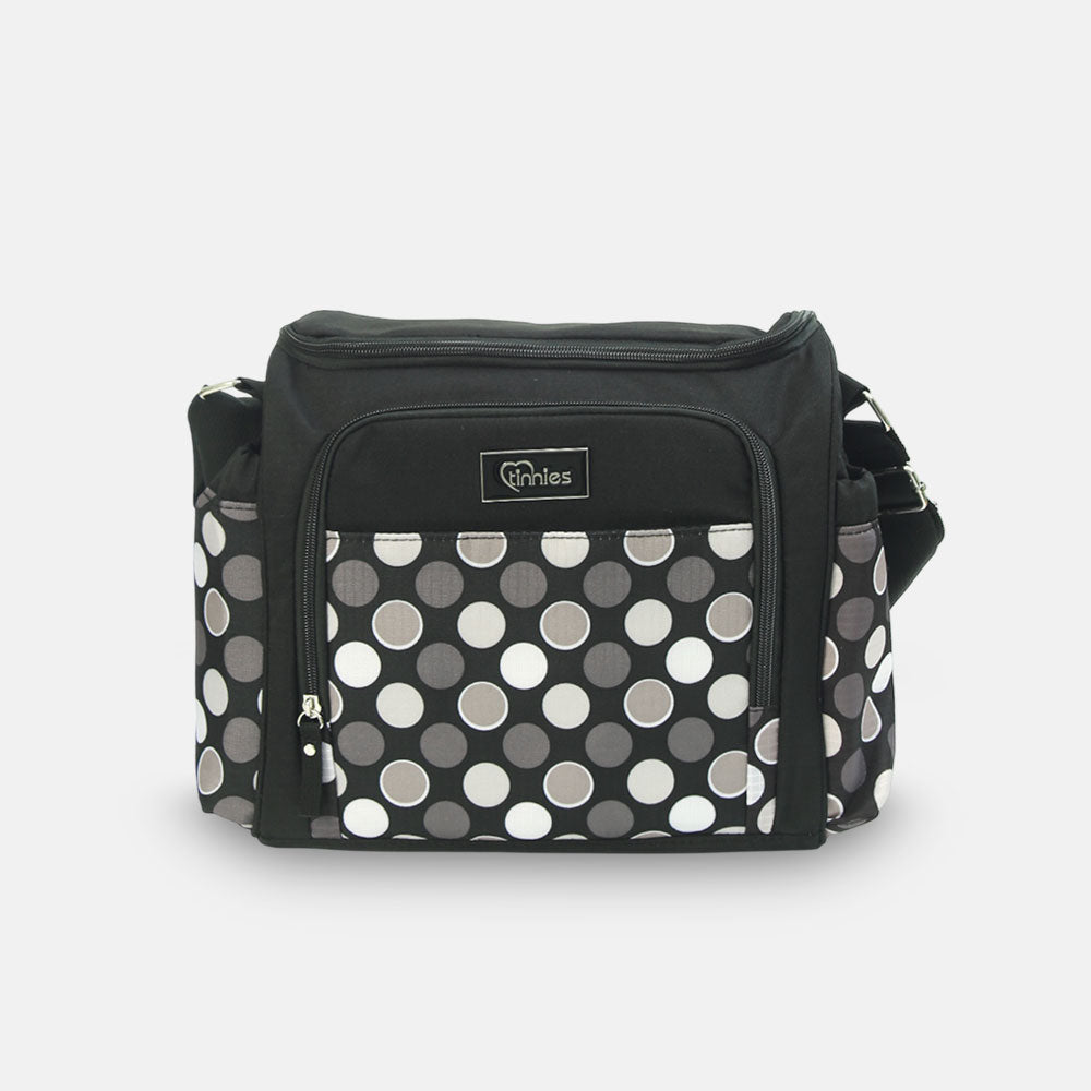 Baby Diaper Bag - Black Polka Dot Printed