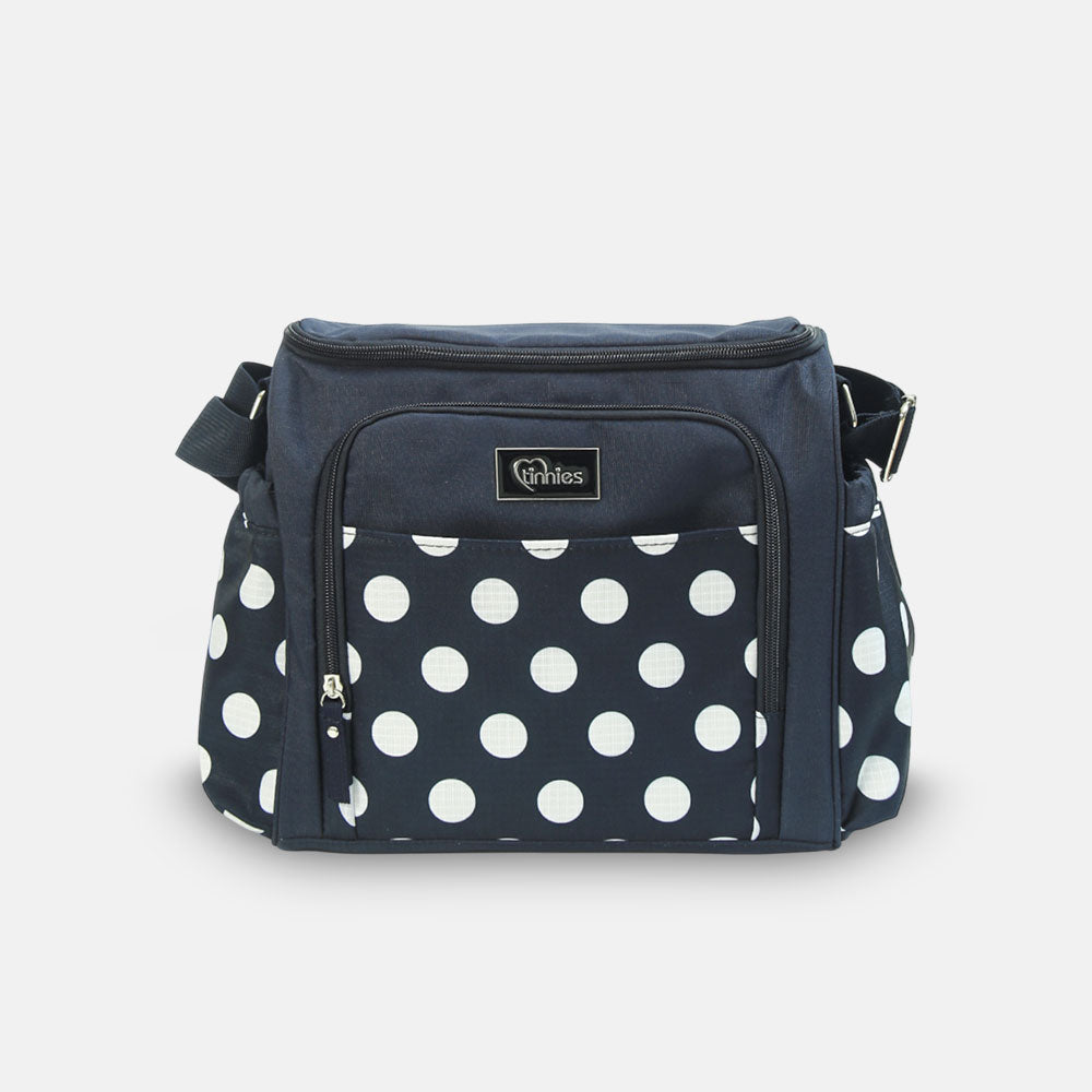 Baby Diaper Bag - Navy Polka Dot Printed