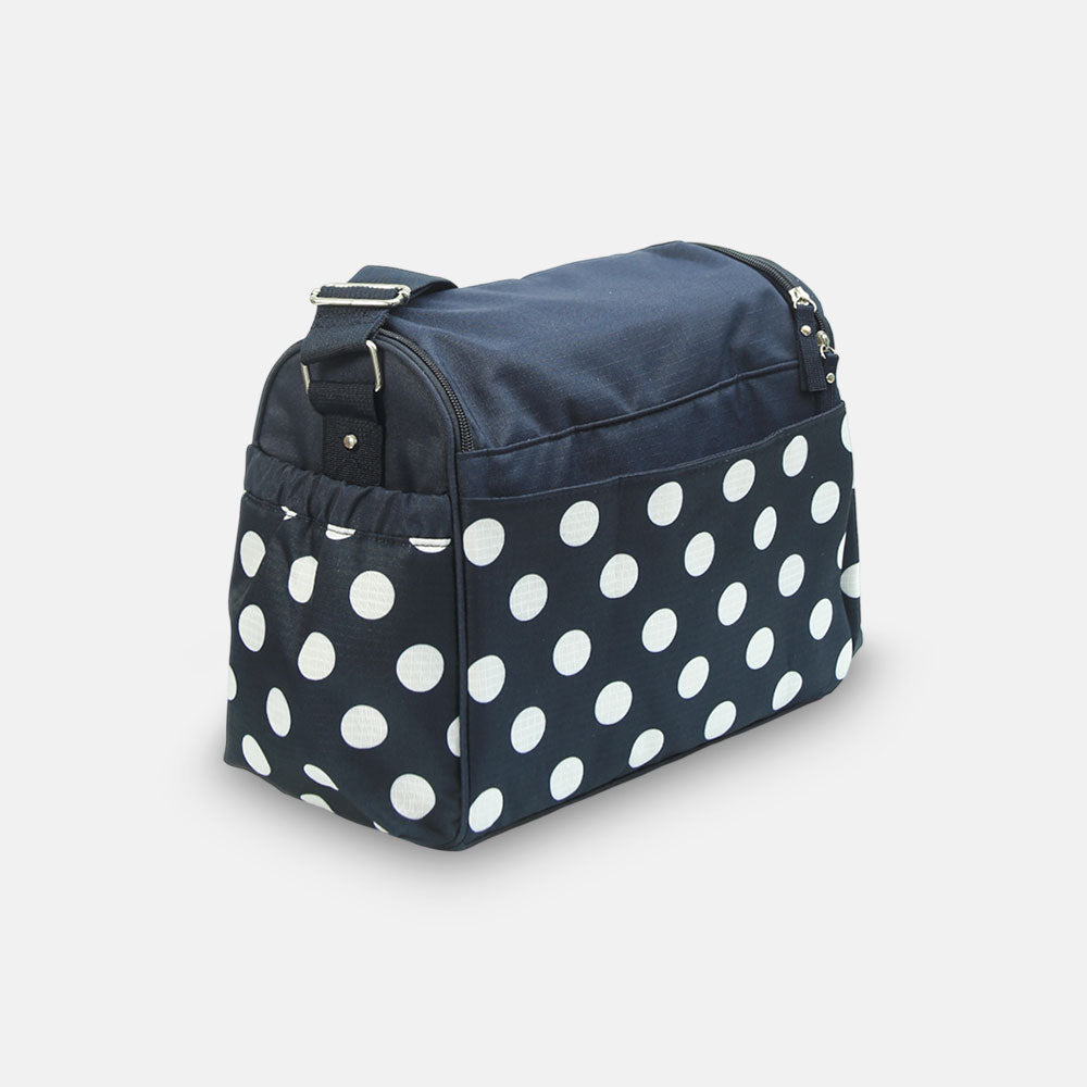Baby Diaper Bag - Navy Polka Dot Printed