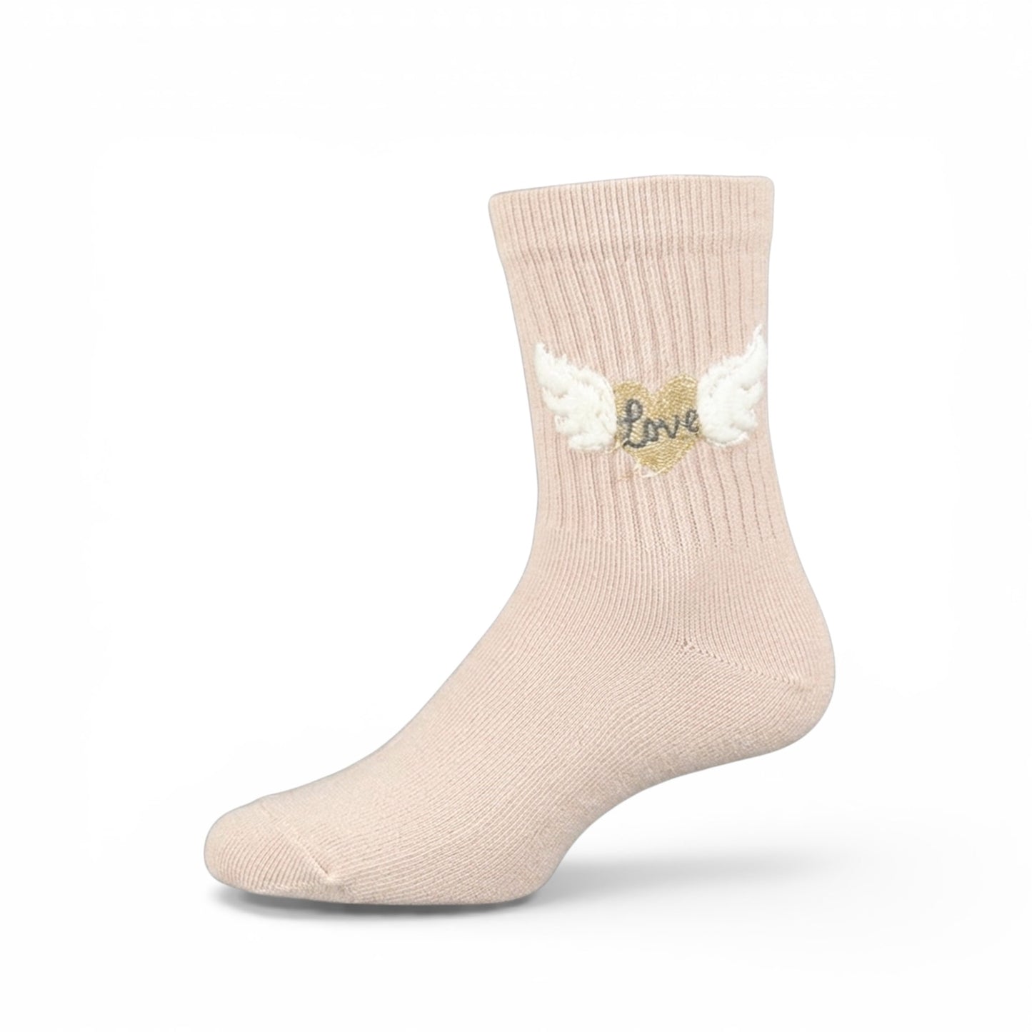 PINK WINGED HEART GIRL SOCKS