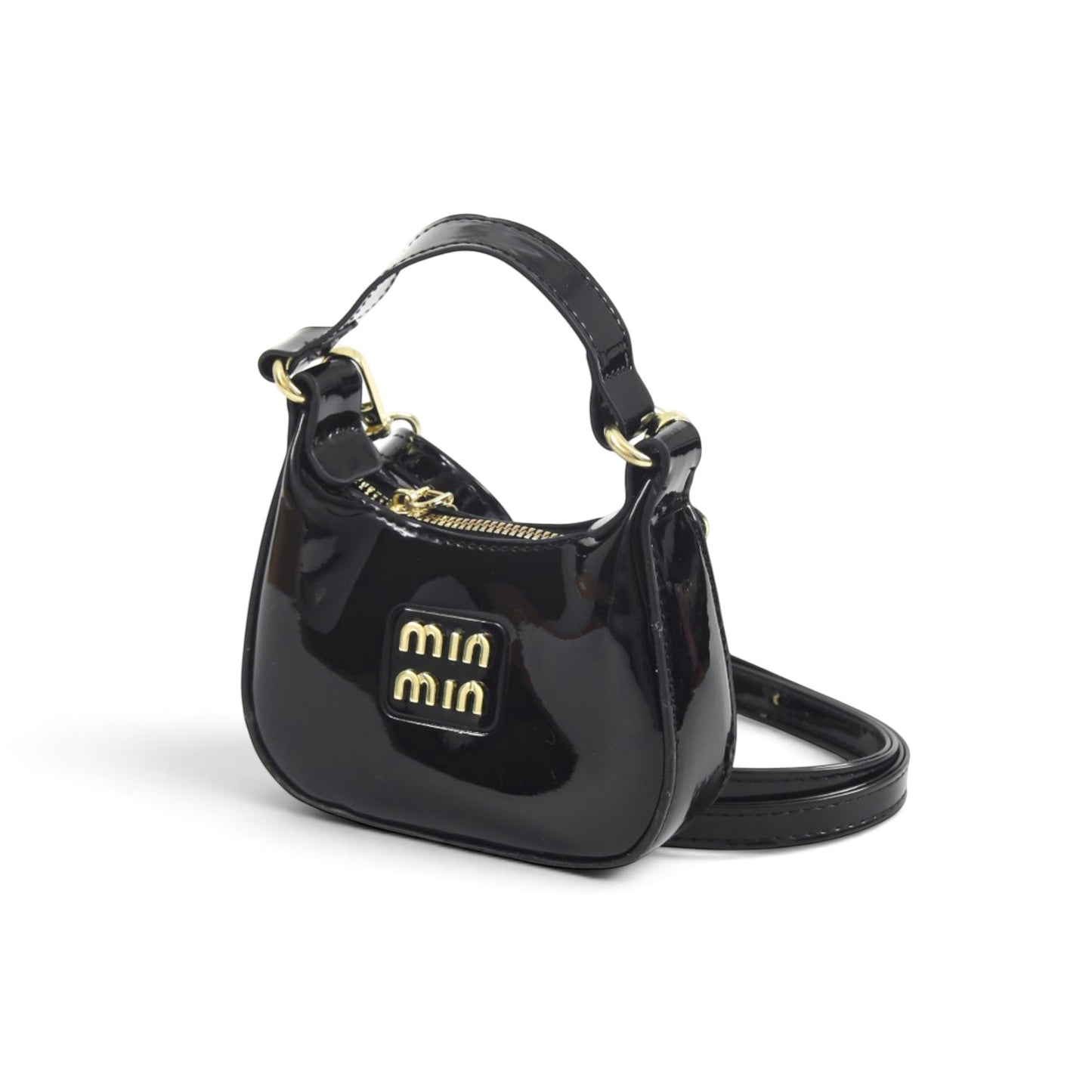 Chic Black Patent Mini Shoulder Bag