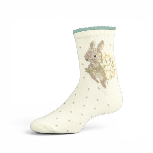 WHITE BUNNY PATTERNED GIRL SOCKS