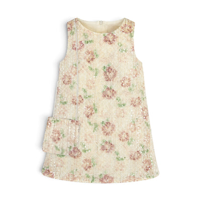 BABY GIRL FLORAL SEQUIN DRESS WITH MATCHING PURSE