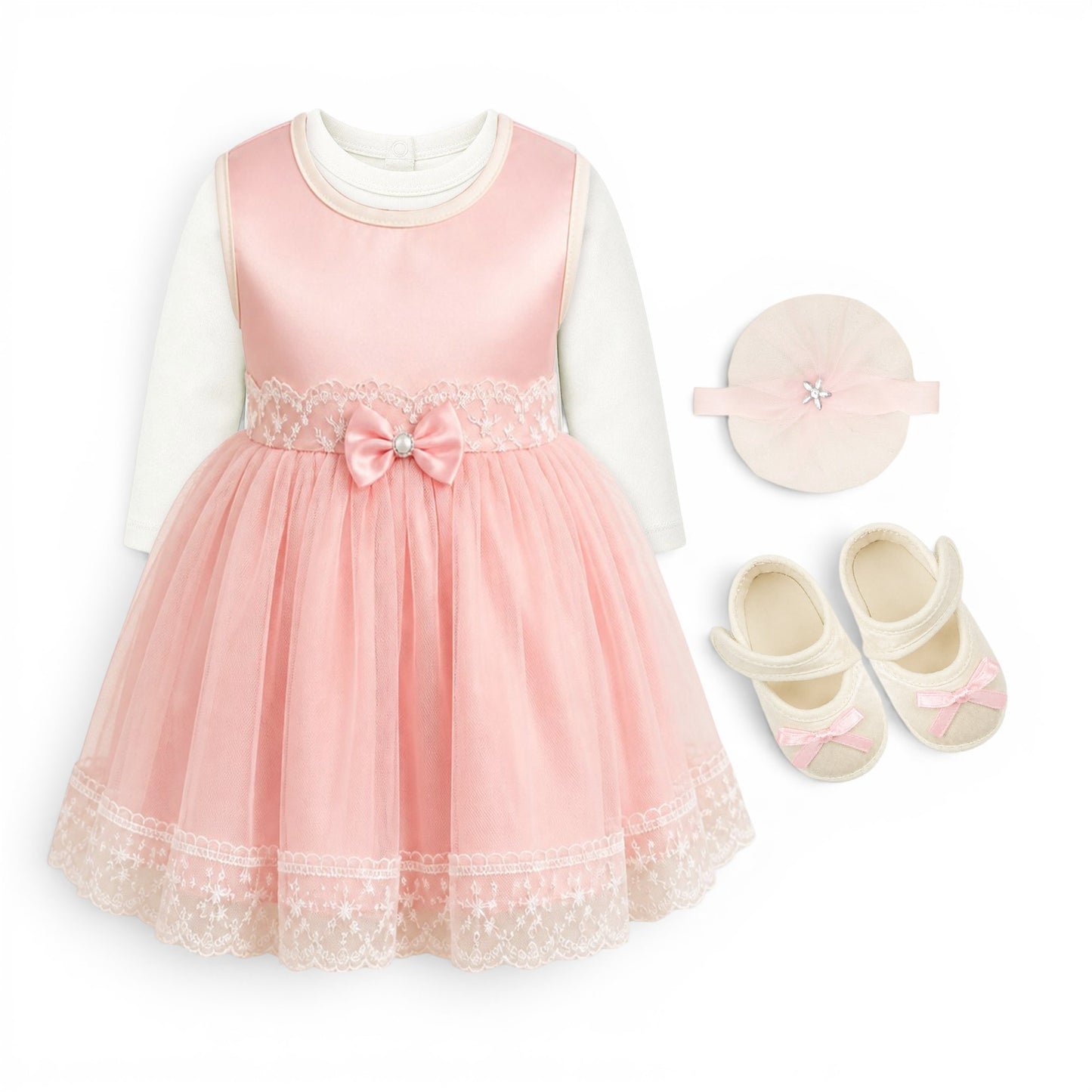 PINK BABY GIRL FANCY FROCK GIFT SET