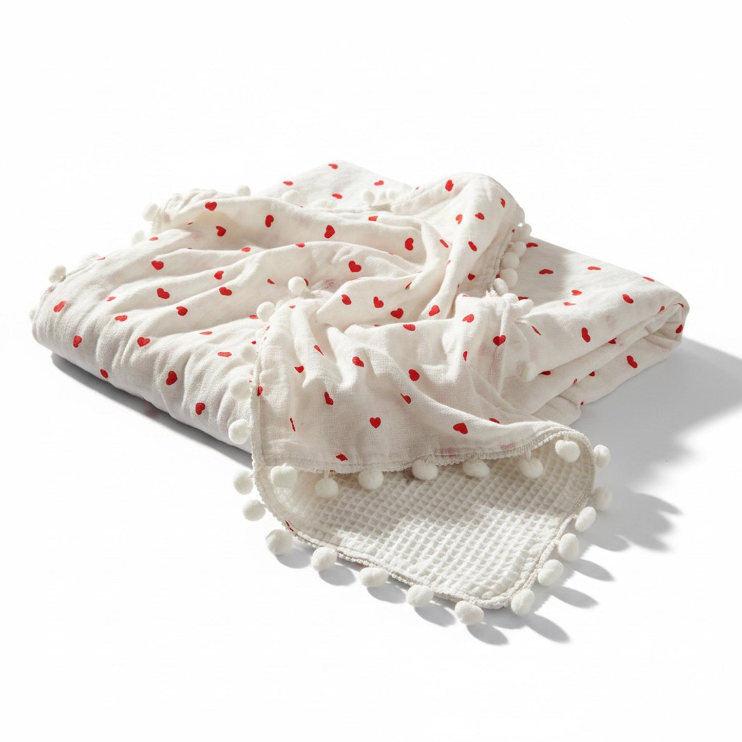 MUSLIN WRAPPING SHEET - RED HEARTS
