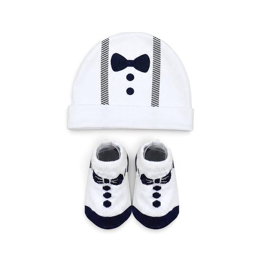 "TUXEDO" INFANT BOOTIES & CAP
