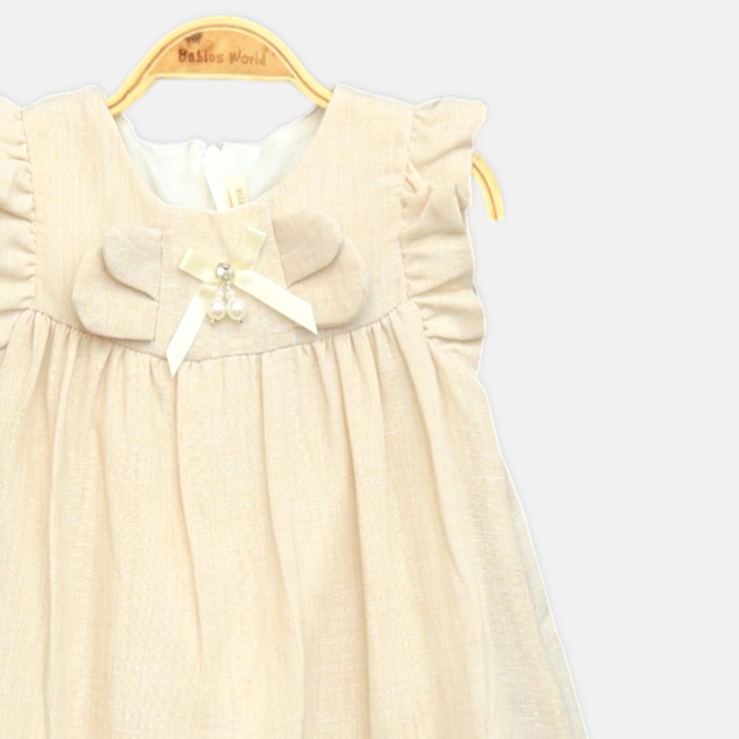 Beige Lace Trim Frock
