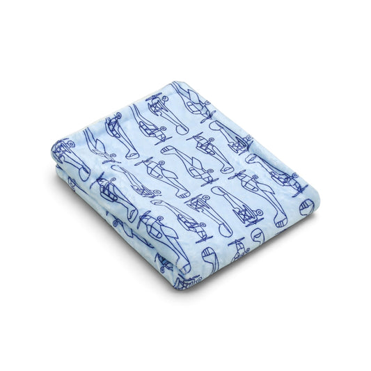 BLUE AIRPLANE SKETCH REVERSIBLE BLANKET