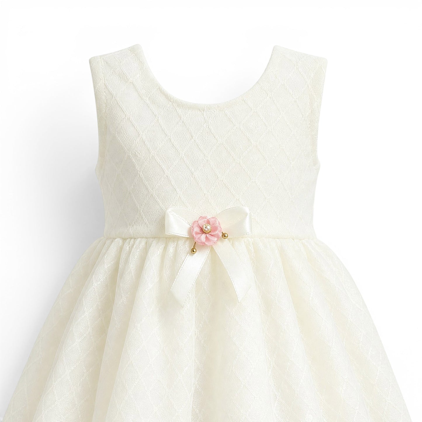 WHITE BOW BABY GIRL FANCY FROCK GIFT SET