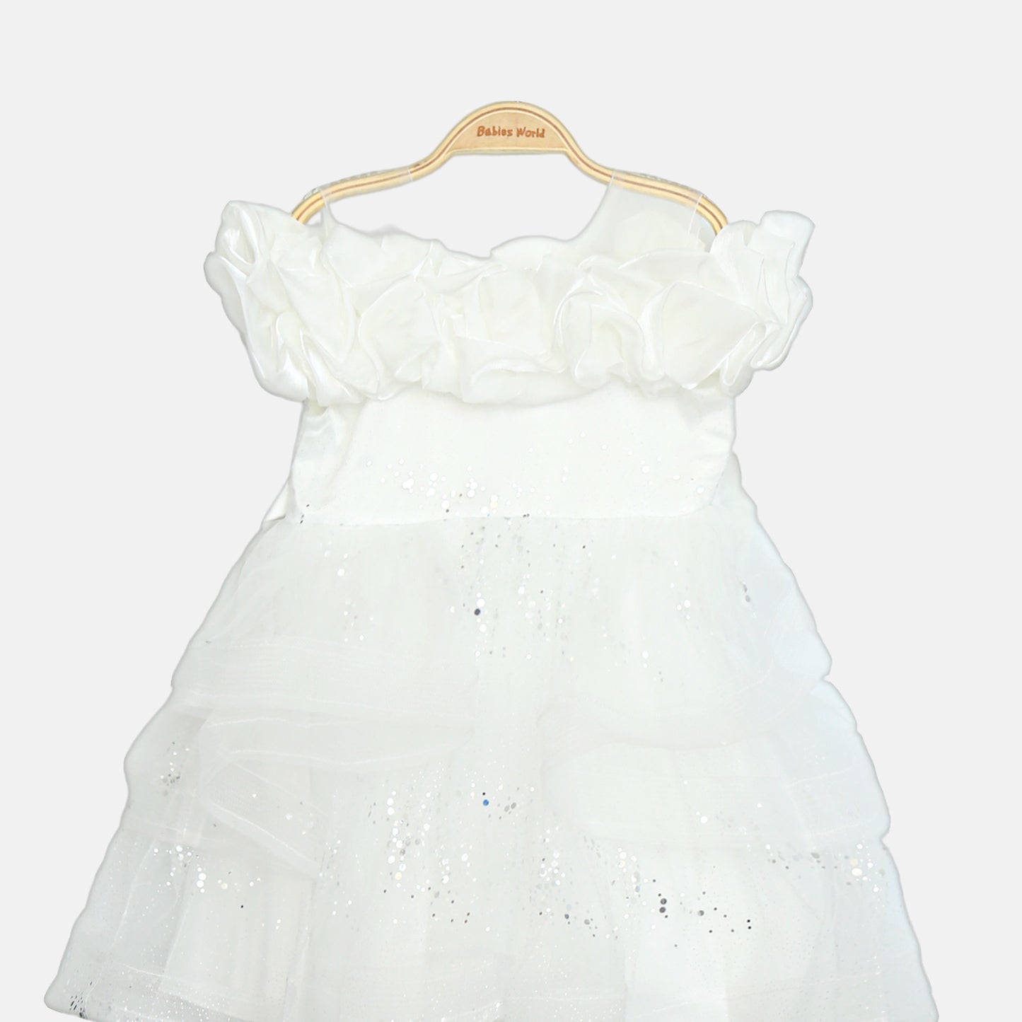 Glitter Net Frock - White