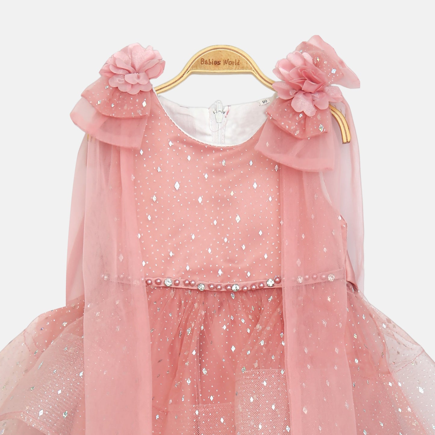 Glitter Net Frock - Dusty Pink