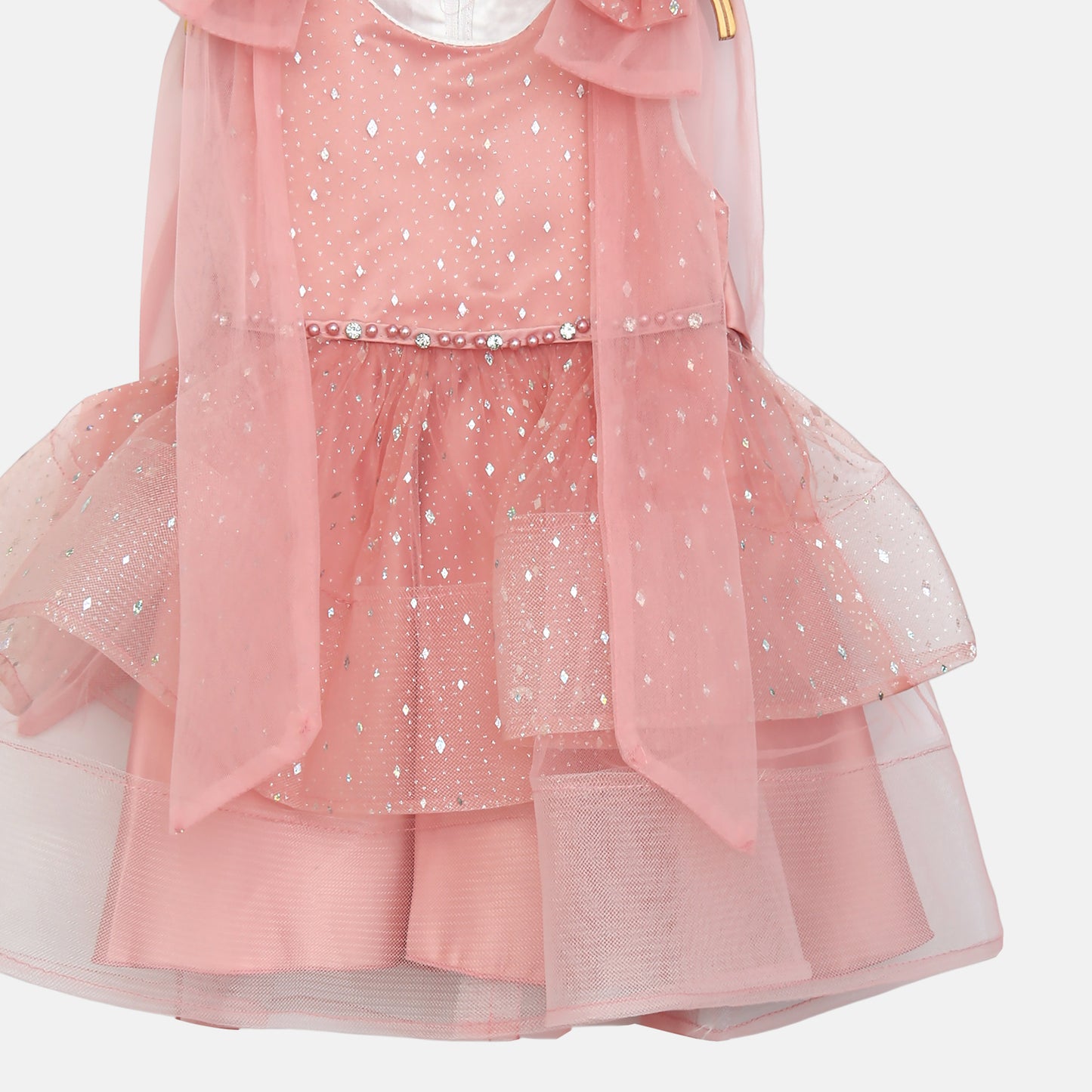 Glitter Net Frock - Dusty Pink