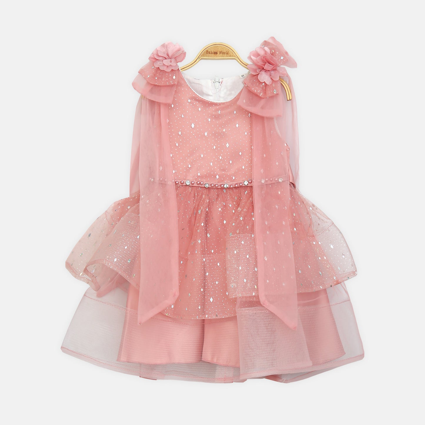 Glitter Net Frock - Dusty Pink