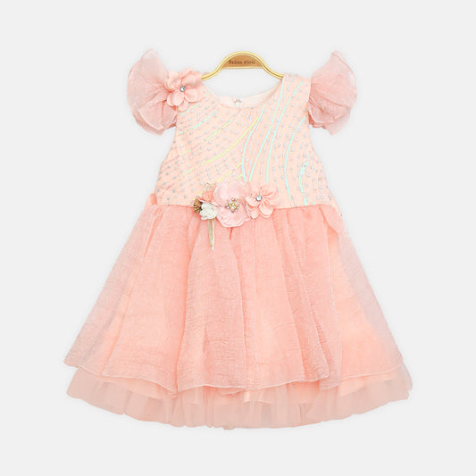 Wave-Pattern Frock - Pink