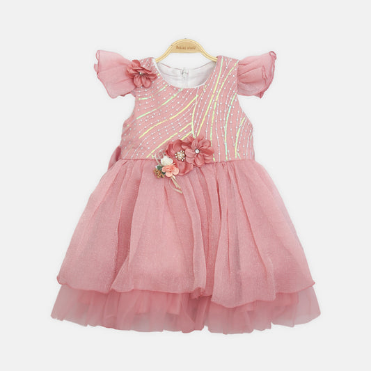 Wave-Pattern Frock - Dusty Rose