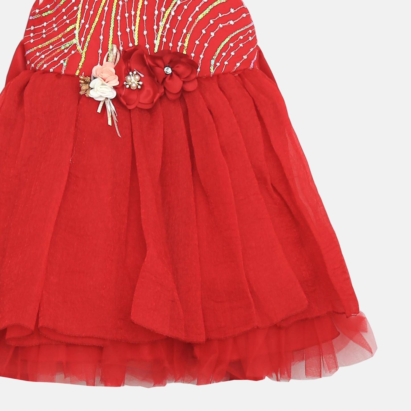 Embroidered Frock - Red
