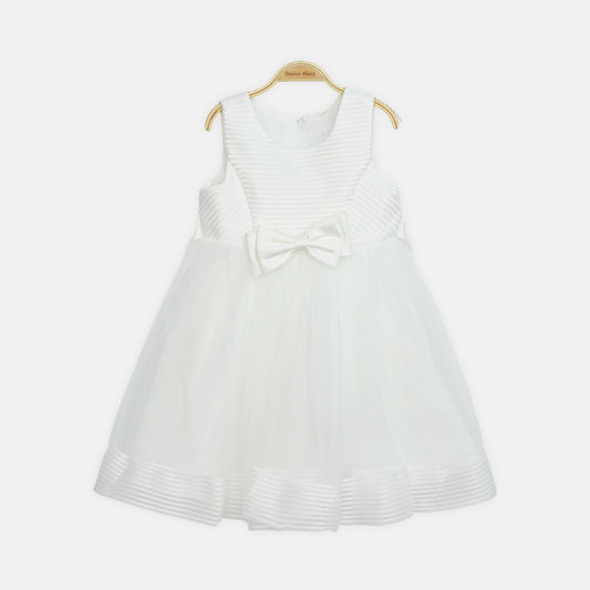 Bow Party Frock - White
