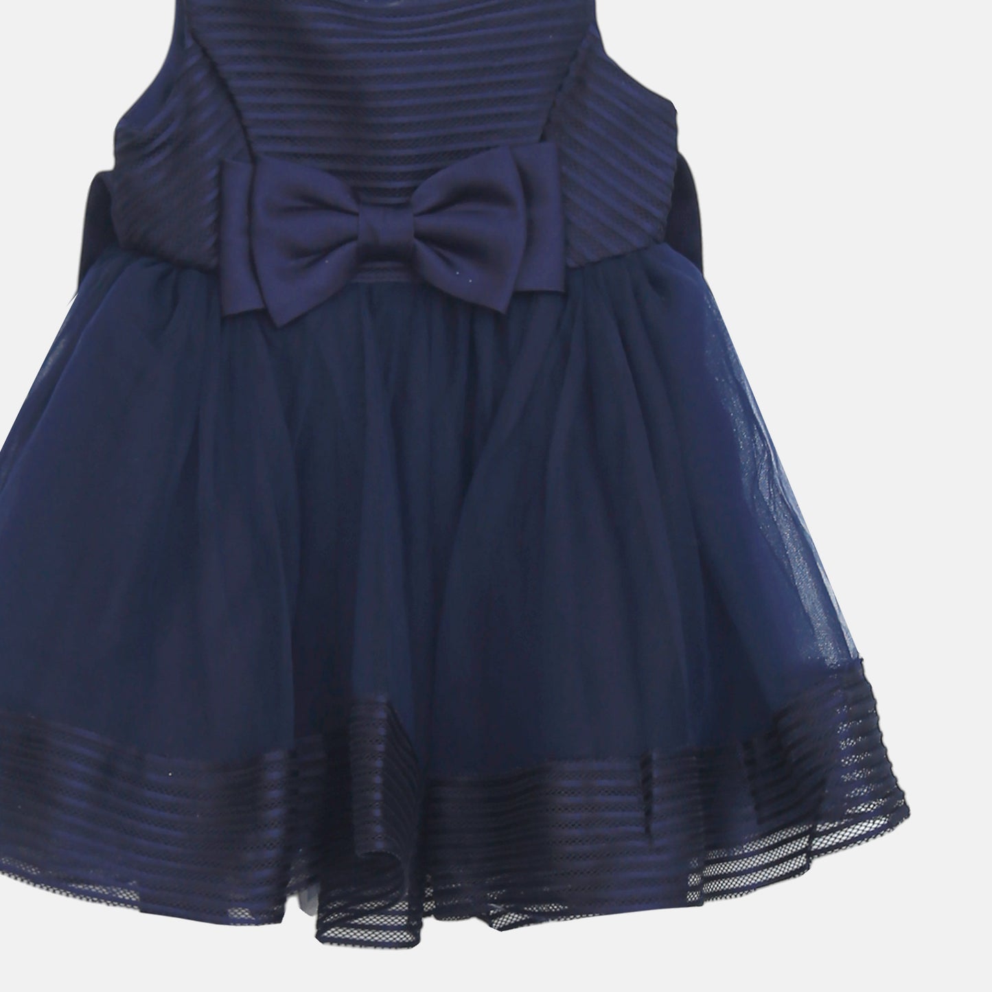 Textured Bow Party Frock - Navy