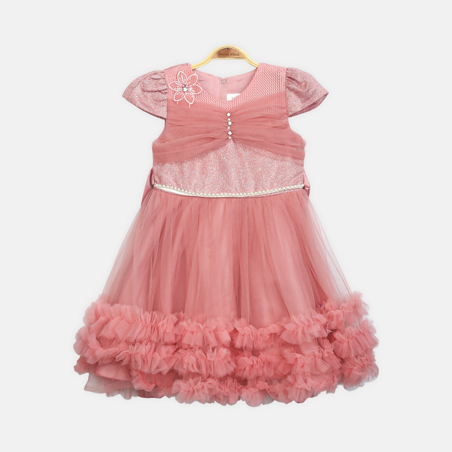 Ruched Tulle Party Frock - Dusty Rose